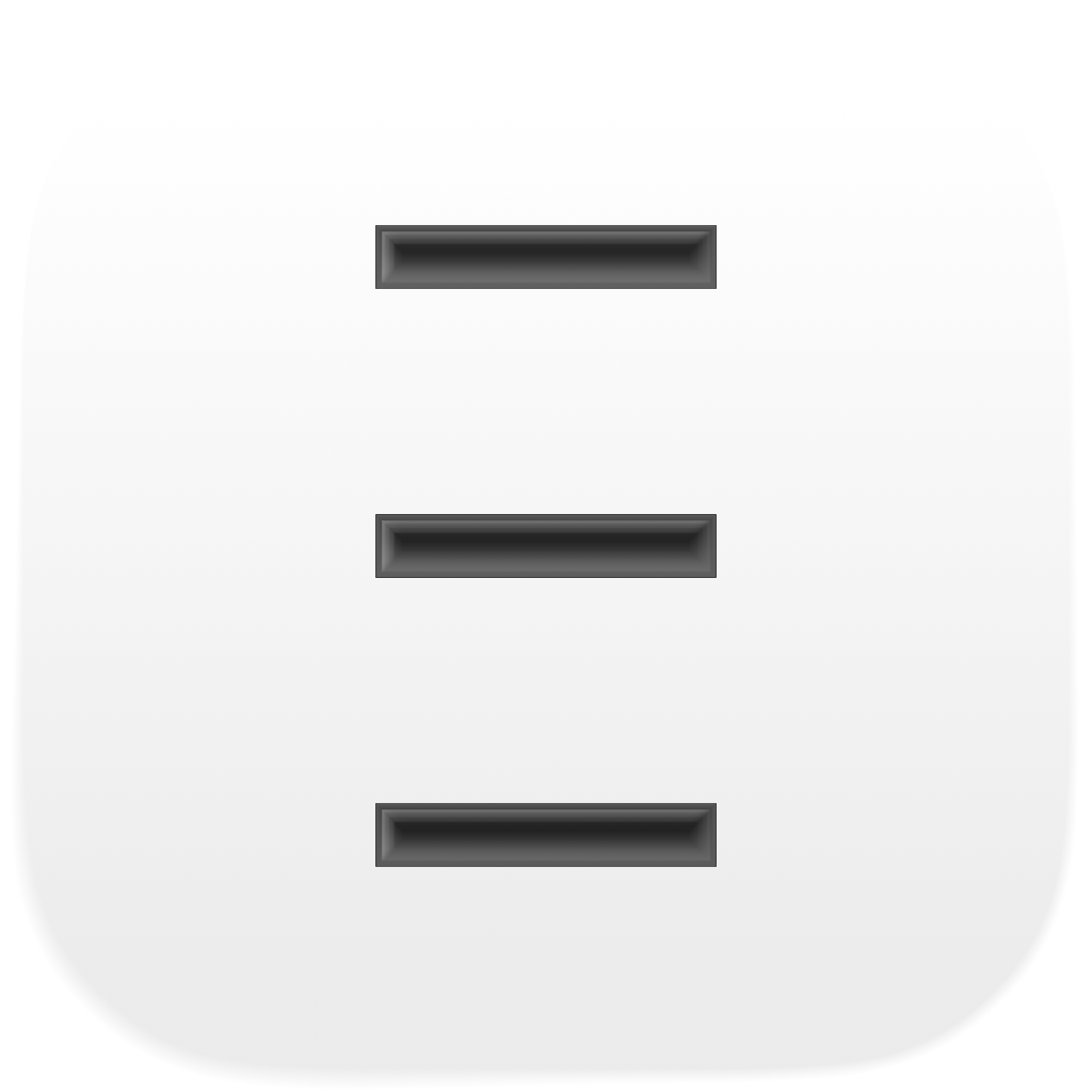 Square app icon with light blue and white gradient background, featuring minimalist bookshelf design with three horizontal lines representing books